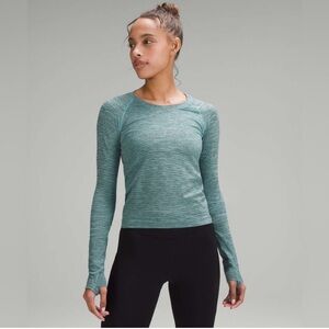 Lululemon Swiftly 2.0 Tech Long Sleeve Shirt Race Length Chroma Stripe Teal